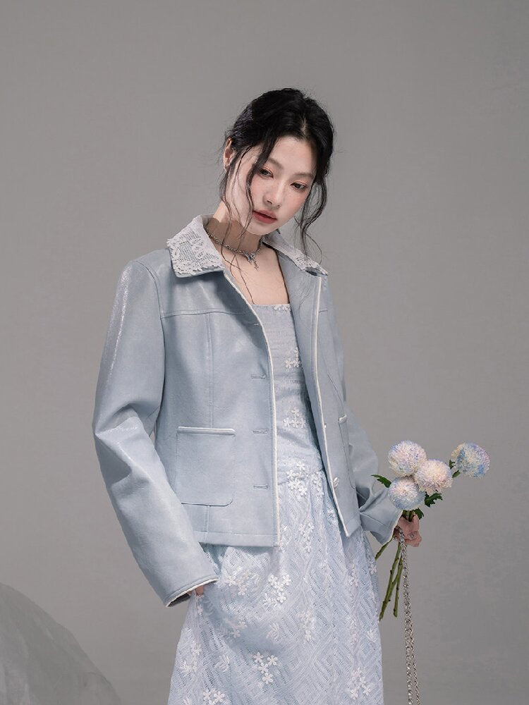 Detachable Lace Waist Leather Jacket【s0000015745】