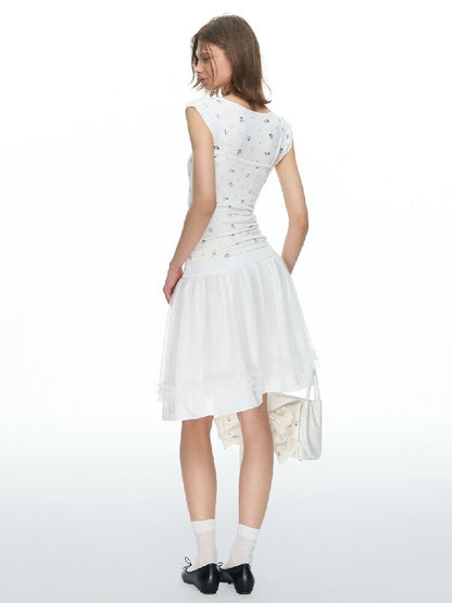 White Bow Strap Lace A-line Skirt【s0000015857】