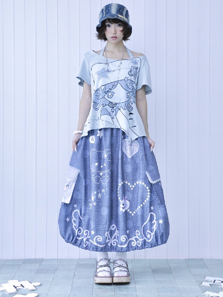 Faux Linen Polka Dot A-Line Skirt【s0000017131】