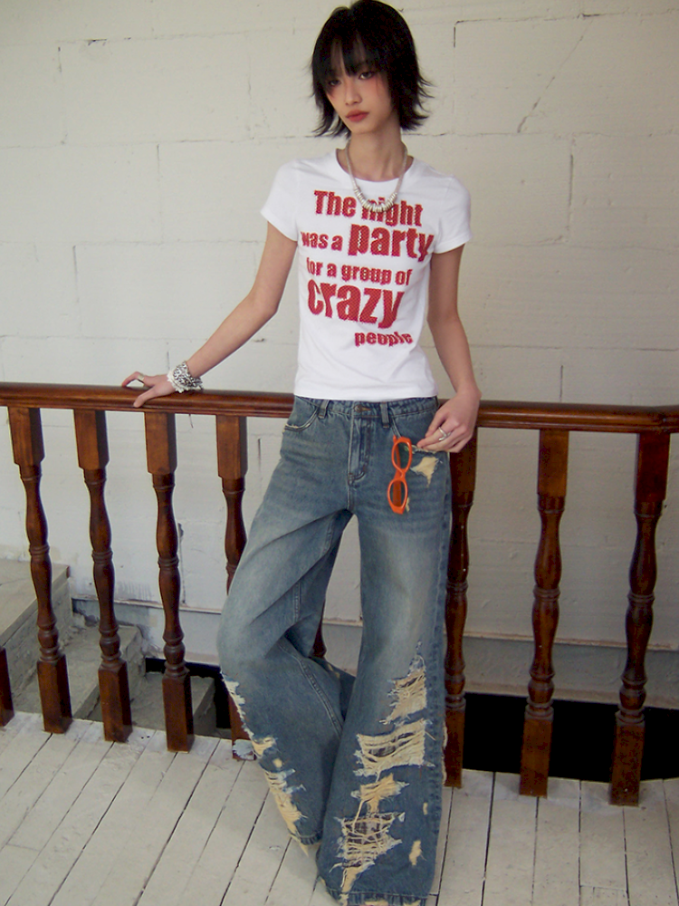 Letter Print Short Sleeve T-Shirt【s0000012423】