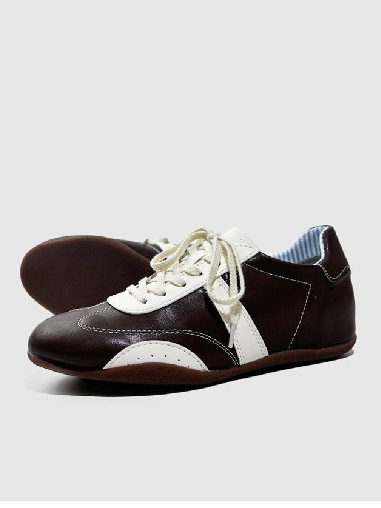 Stitched Brogue Flat Leather Shoes【s0000015725】