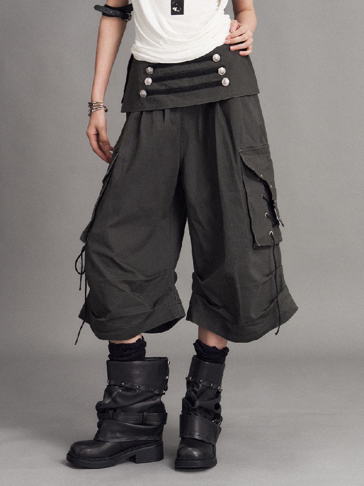 Distressed Low Waist Workwear Shorts【s0000017527】