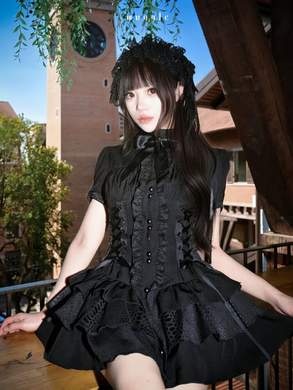 Gothic Vintage Waist Lace Dress【s0000016941】