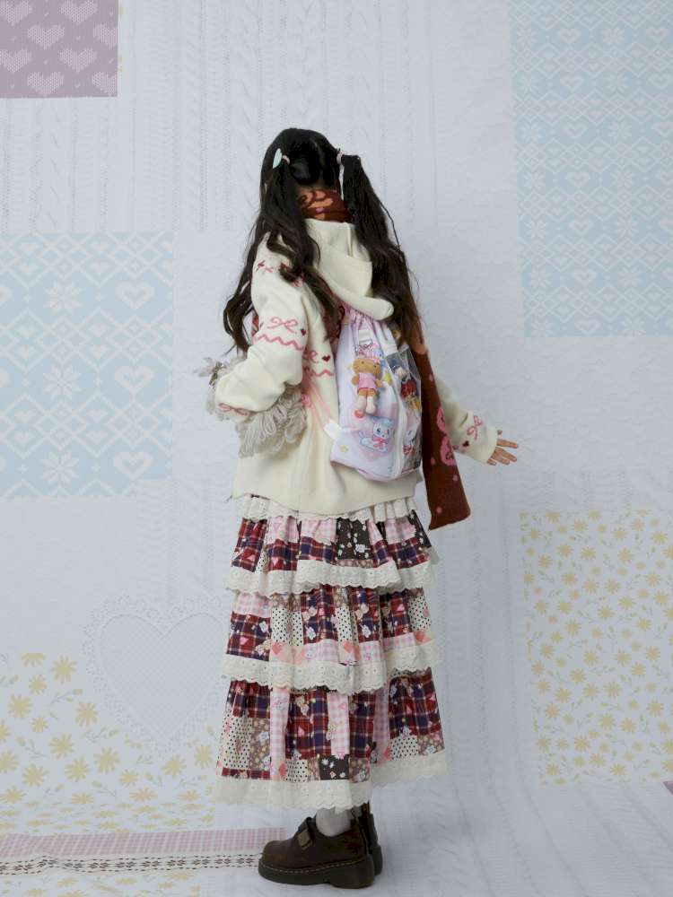 Winter Lace Print Splicing Skirt【s0000015033】