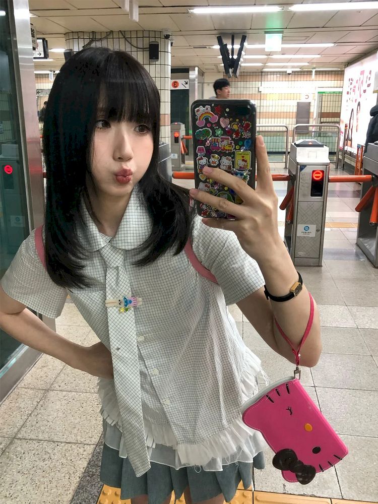 Plaid Irregular Rhinestone Plaid Lace Shirt【s0000012491】