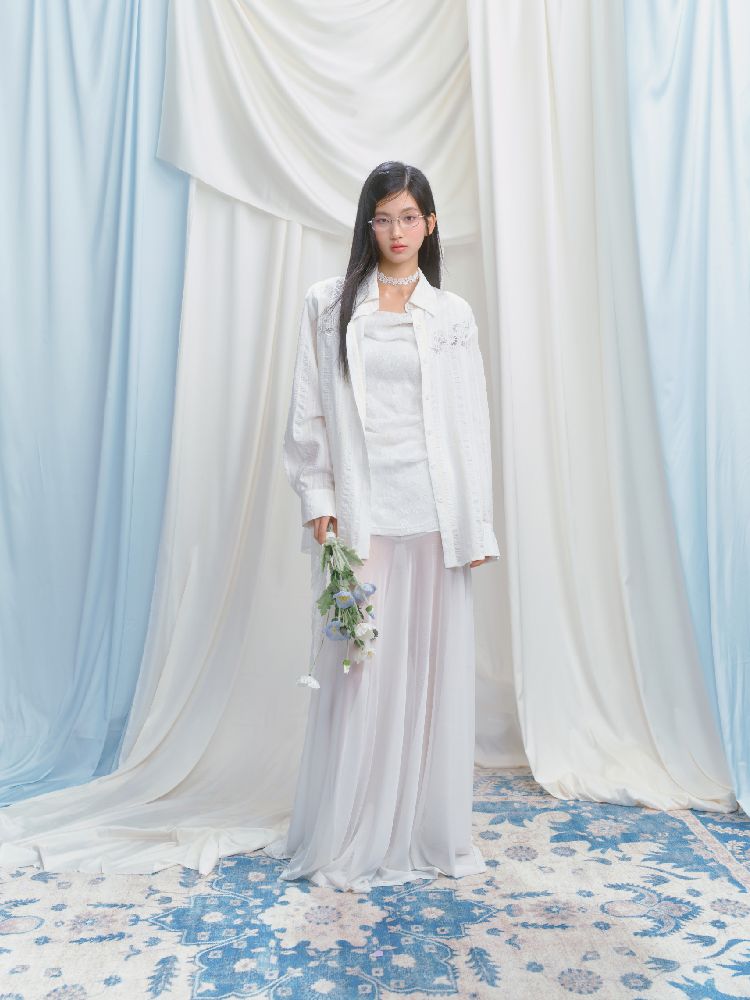 French lace pressed pleated dress【s0000012147】