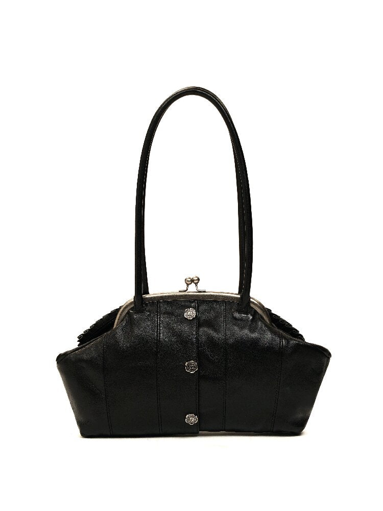 Lambskin Kiss Lock Shoulder Bag【s0000017911】