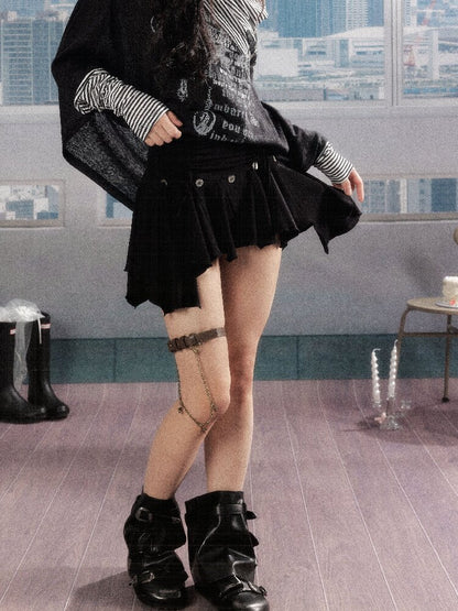 Pleated Irregular A-Line Skirt【s0000016271】