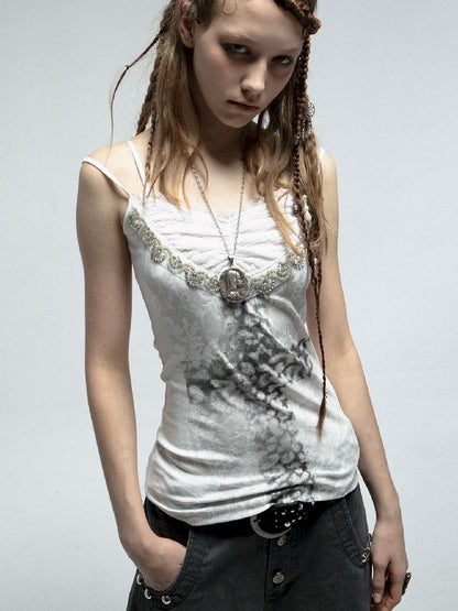 Rhinestone Cross Print Camisole【s0000012205】