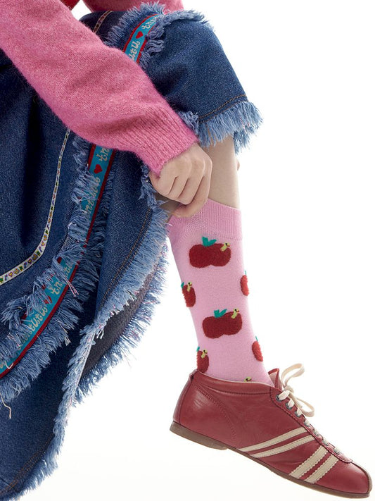 Apple Pink Mid Calf Socks【s0000011472】