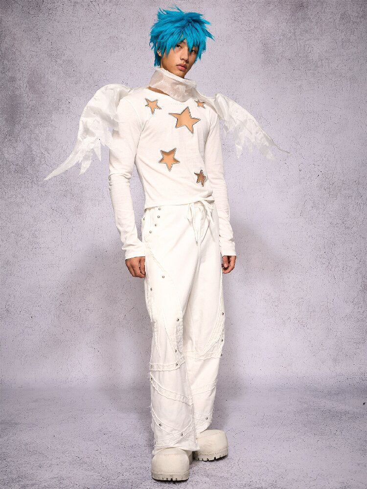 Star Hollow Mesh Embroidery Top【s0000019141】