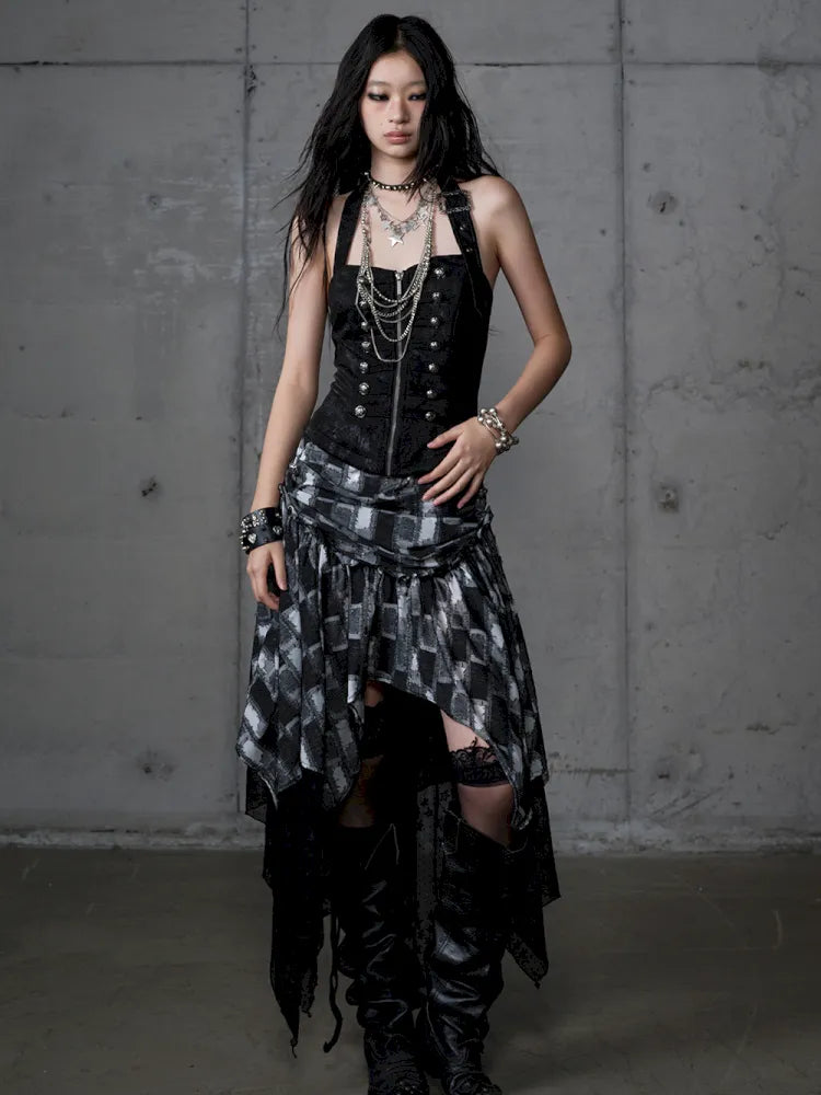 Asymmetrical Halter Neckline Dress【s0000013942】