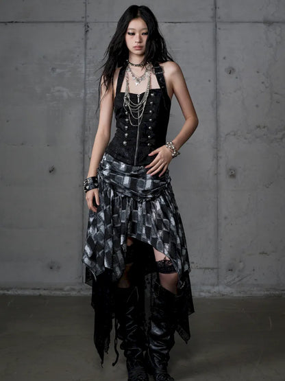 Asymmetrical Halter Neckline Dress【s0000013942】