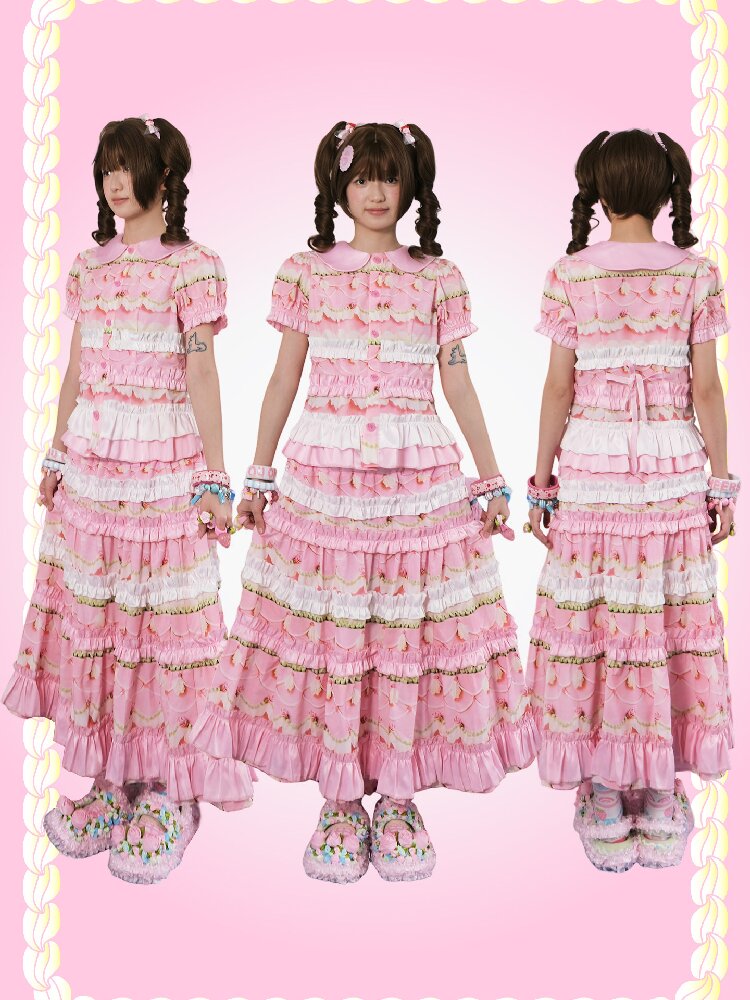 Vintage Cake Print Bubble Shirt Dress【s0000017760】
