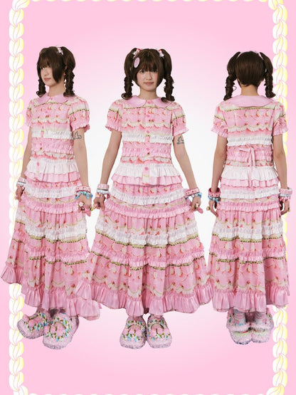Vintage Cake Print Bubble Shirt Dress【s0000017760】