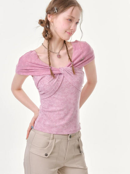 Flower Knot Butterfly Slim T-Shirt【s0000016605】