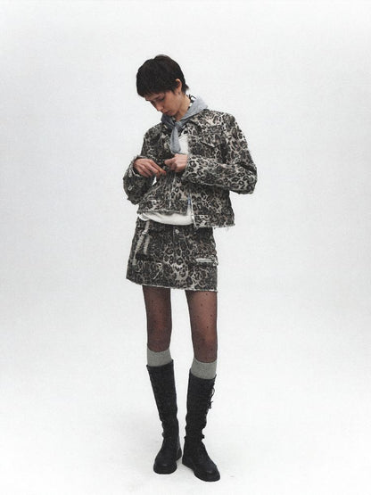 Leopard Print Washed and Aged Jacket【s0000011632】