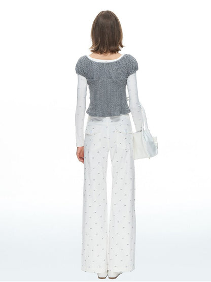 Twisted Cord Puff Sleeve Knit【s0000015883】