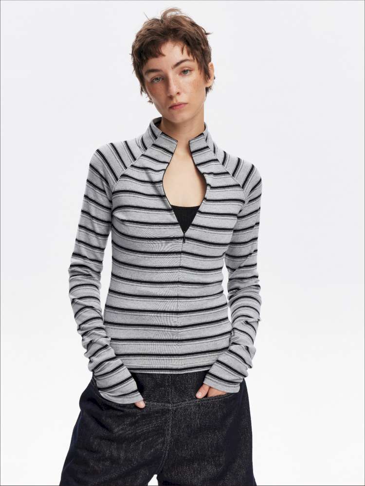 Vintage Striped Slim Knit Top【s0000015059】