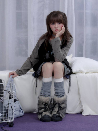 Polka Dot Raglan Long Sleeve T-Shirt【s0000014372】
