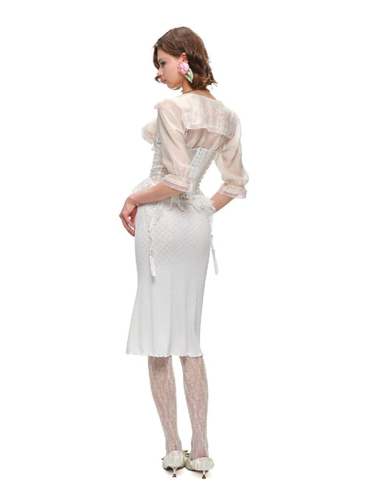 Mid Sleeve Ruffle Chiffon Shirt【s0000016913】