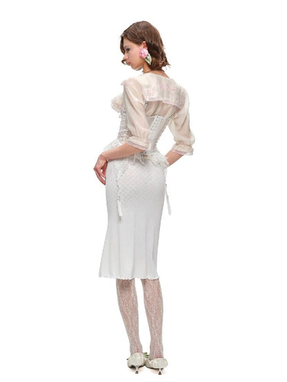 Mid Sleeve Ruffle Chiffon Shirt【s0000016913】