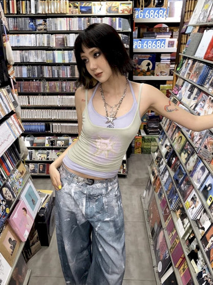 Printed wide leg jeans【s0000012285】