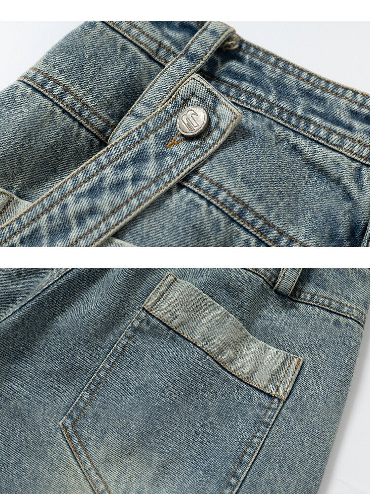 Washed Scratch Wide-Leg Jeans【s0000016255】