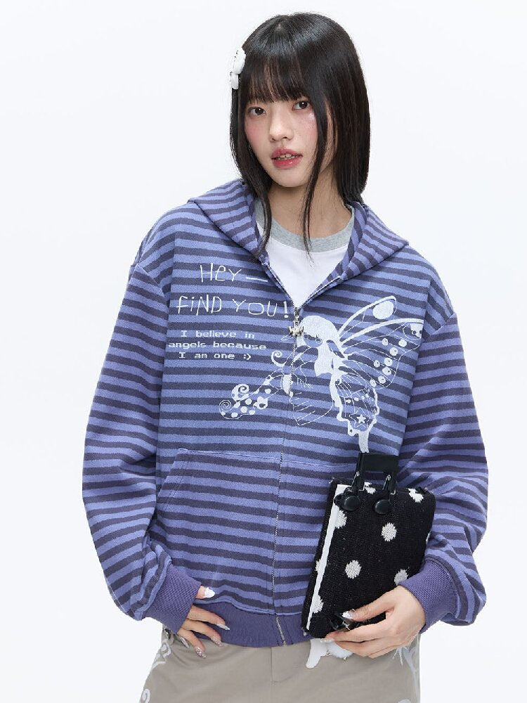 Vintage Striped Hooded Sweatshirt【s0000016380】