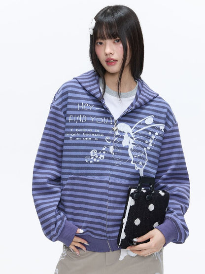 Vintage Striped Hooded Sweatshirt【s0000016380】