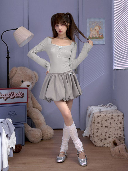 Princess Gray Knit Dress [S0000010111]