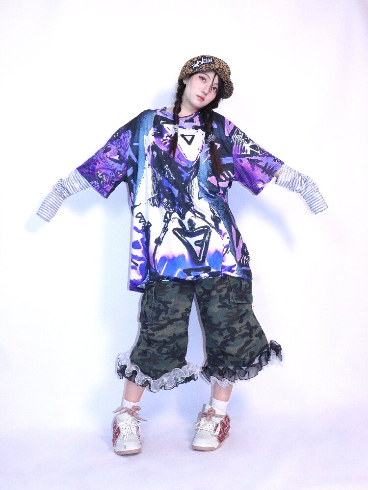 Cyber Mechanical Loose Crew Neck T Shirt【s0000017706】