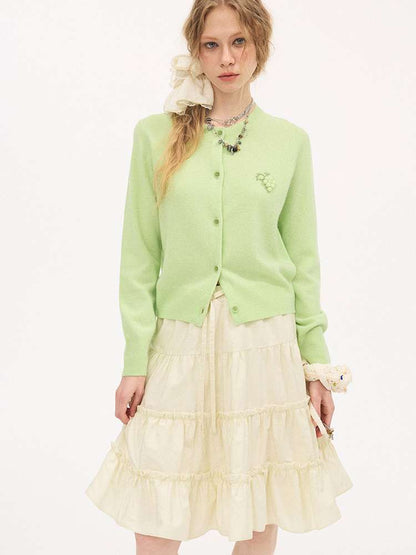 Hand-embroidered Grape Wool Cardigan【s0000015412】