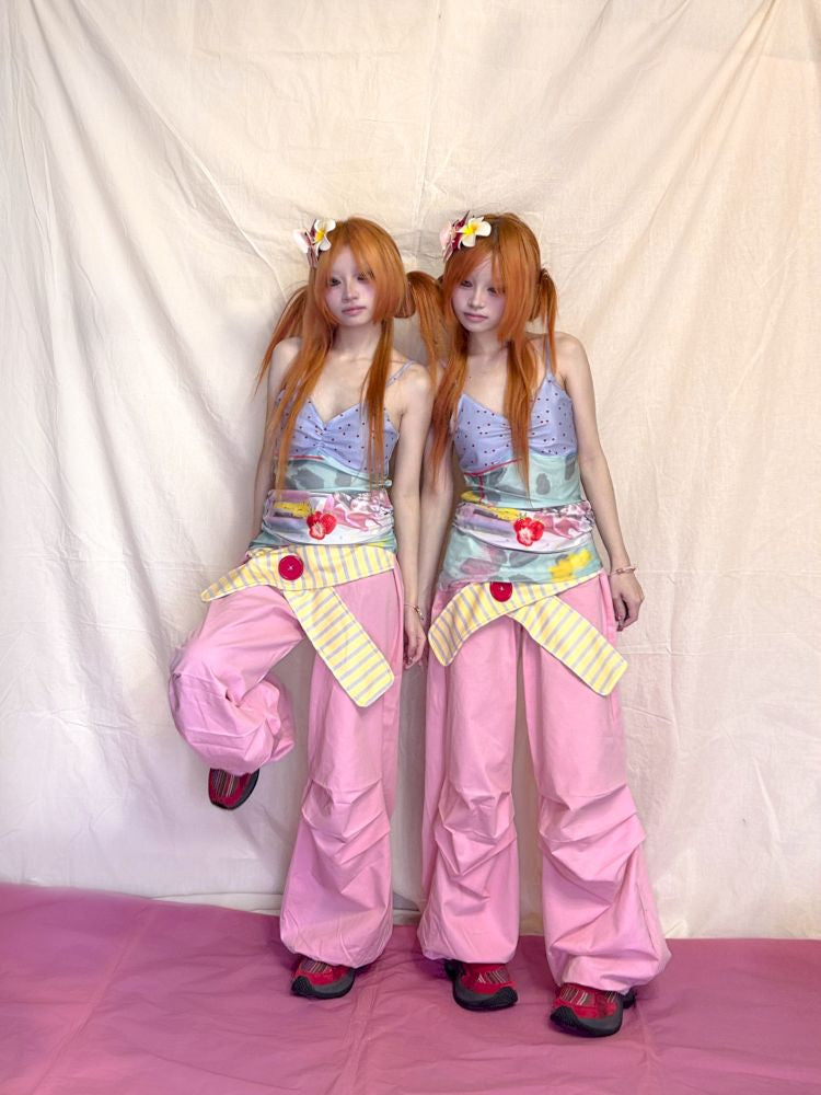 Pleated Polka Dot Irregular Suspenders【s0000012479】