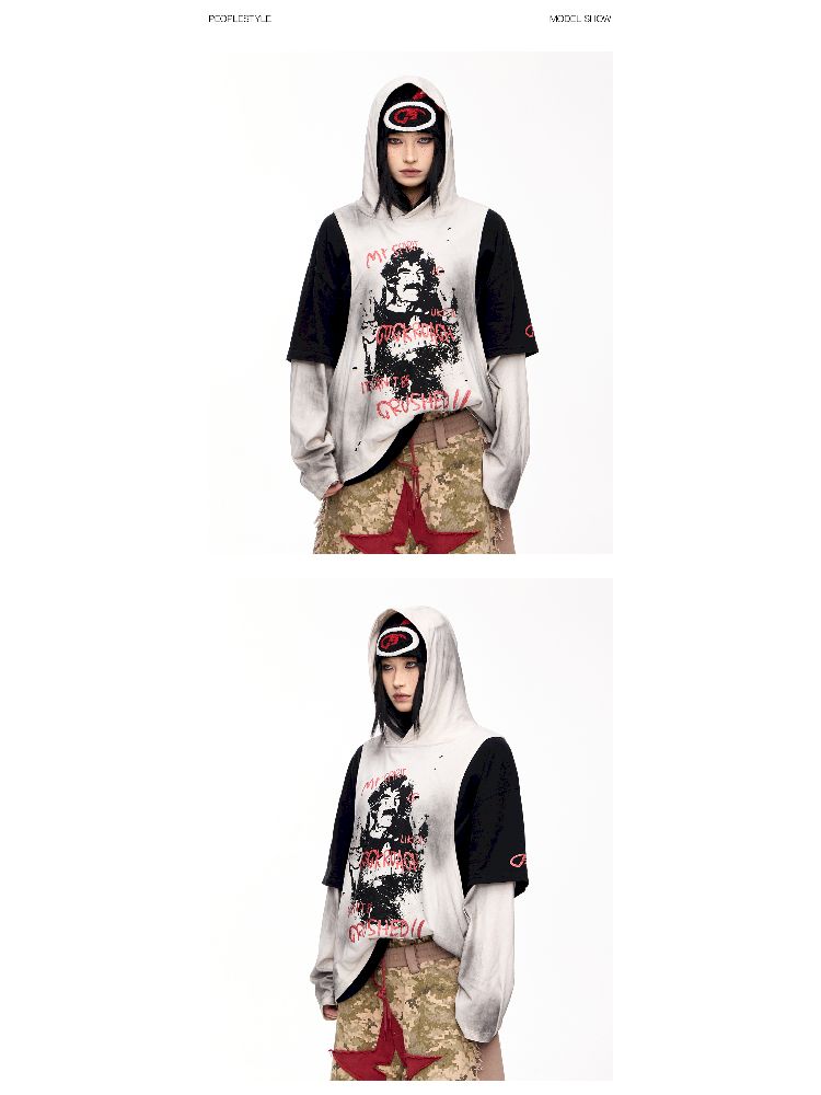 Color Rubbed Printed Long Sleeve Tee【s0000011696】