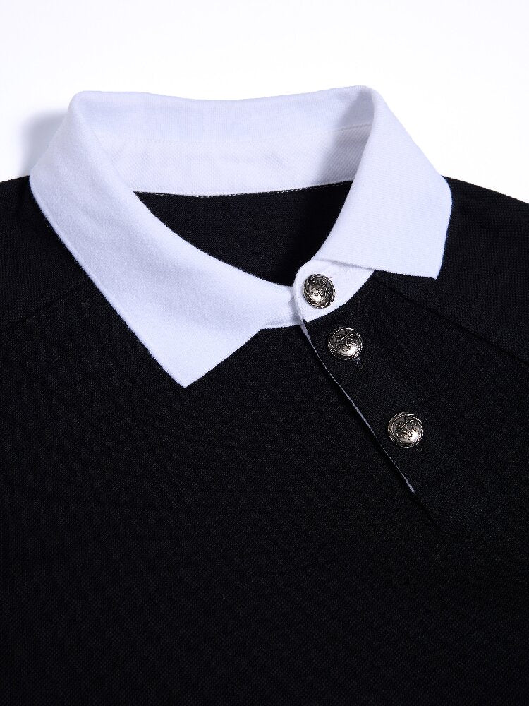 Wine Dot Cross Collar Polo Shirt【s0000016964】