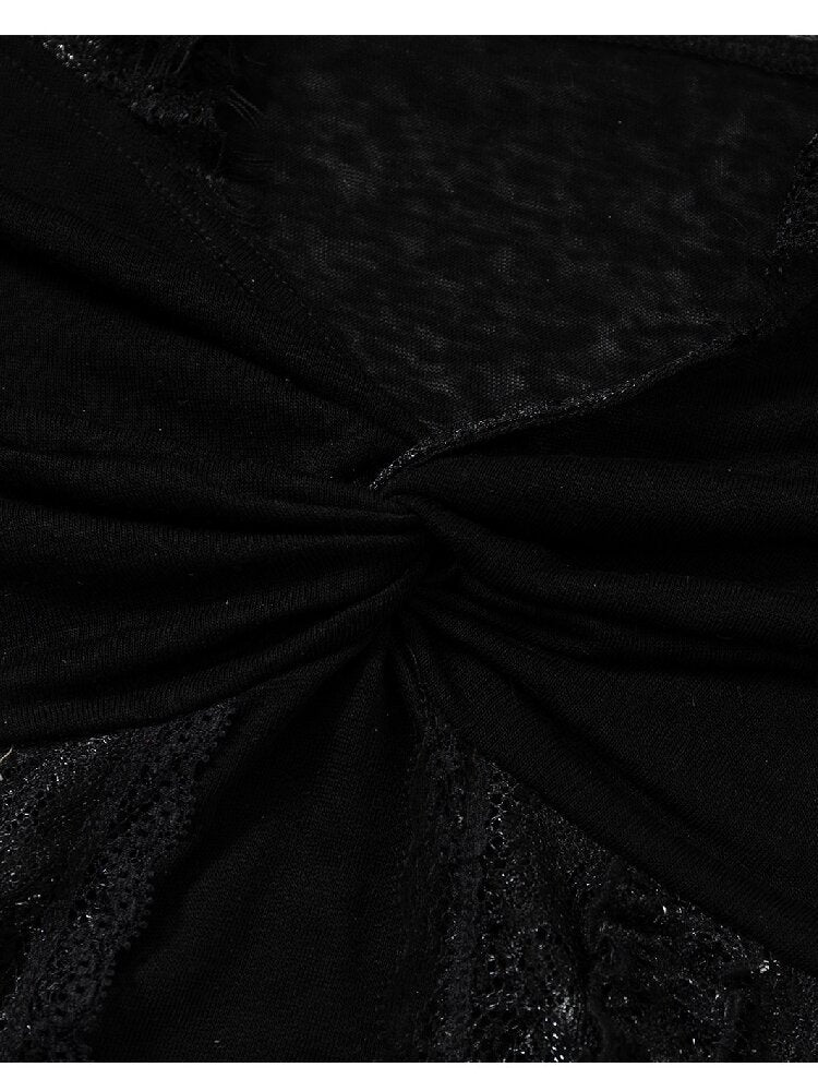 Lace Kink Stretch One Shoulder Top【s0000015933】