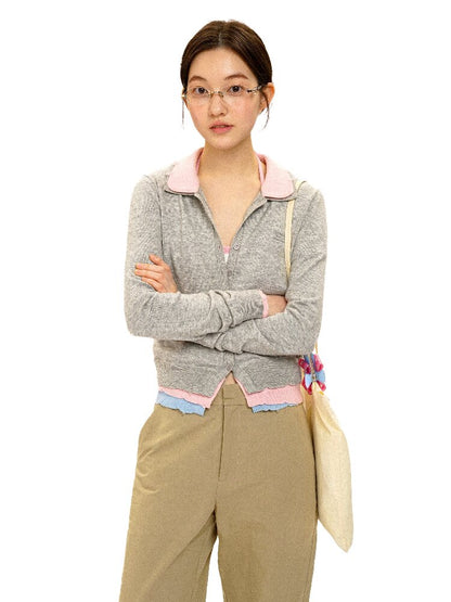 Contrast Fake 3-Piece Knit Cardigan【s0000016101】