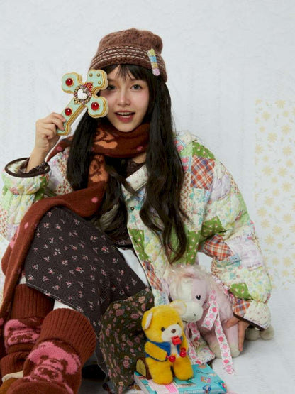 Quilted Print Blocked Padded Jacket【s0000015037】