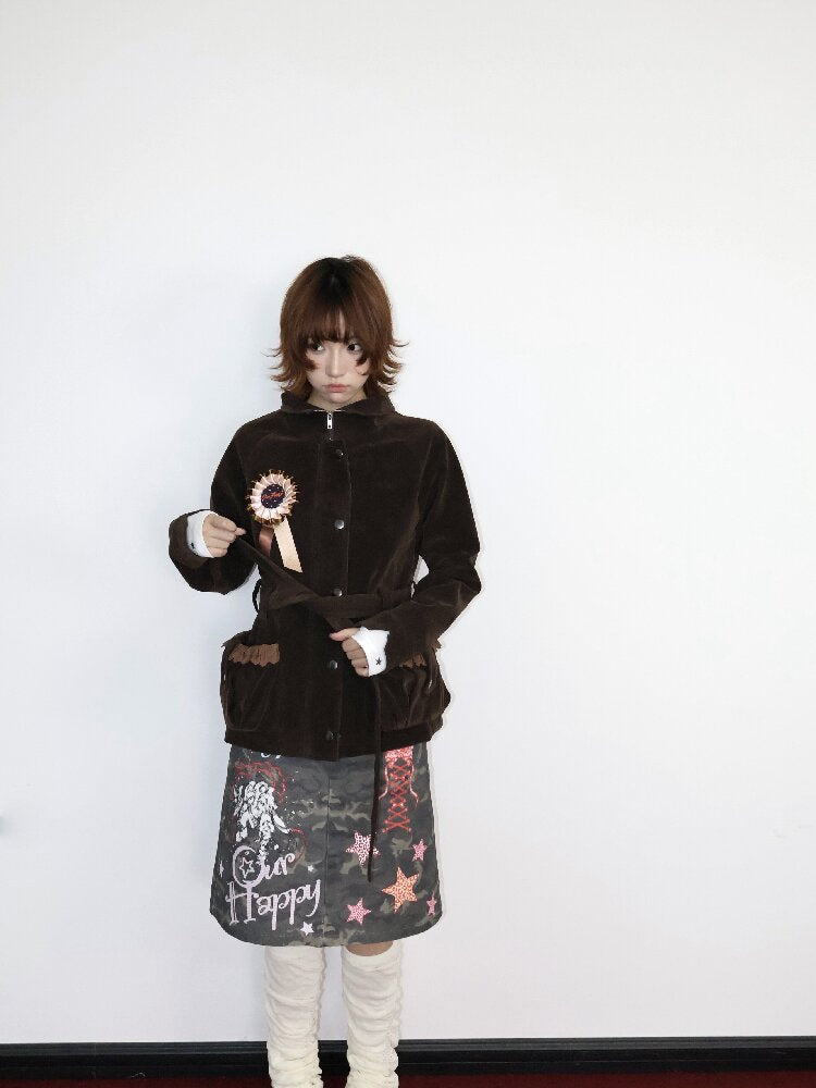 Vintage Badge Suede Patchwork Jacket【s0000018668】