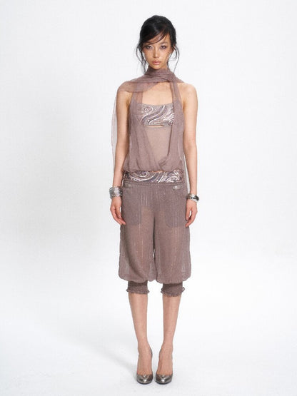 Mulberry Silk Embroidered Halter Top【s0000017654】