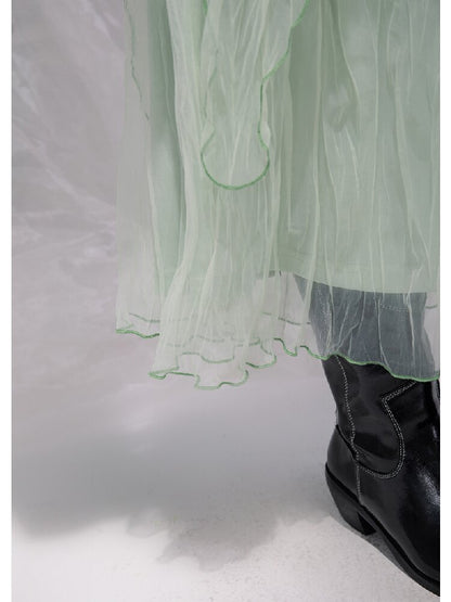 Liubo Gauze Green Irregular Skirt【s0000015738】