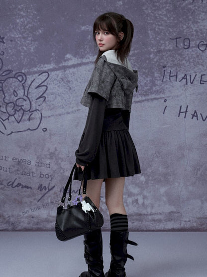 Gray Star Cat Ear Two-Piece Dress【s0000015441】