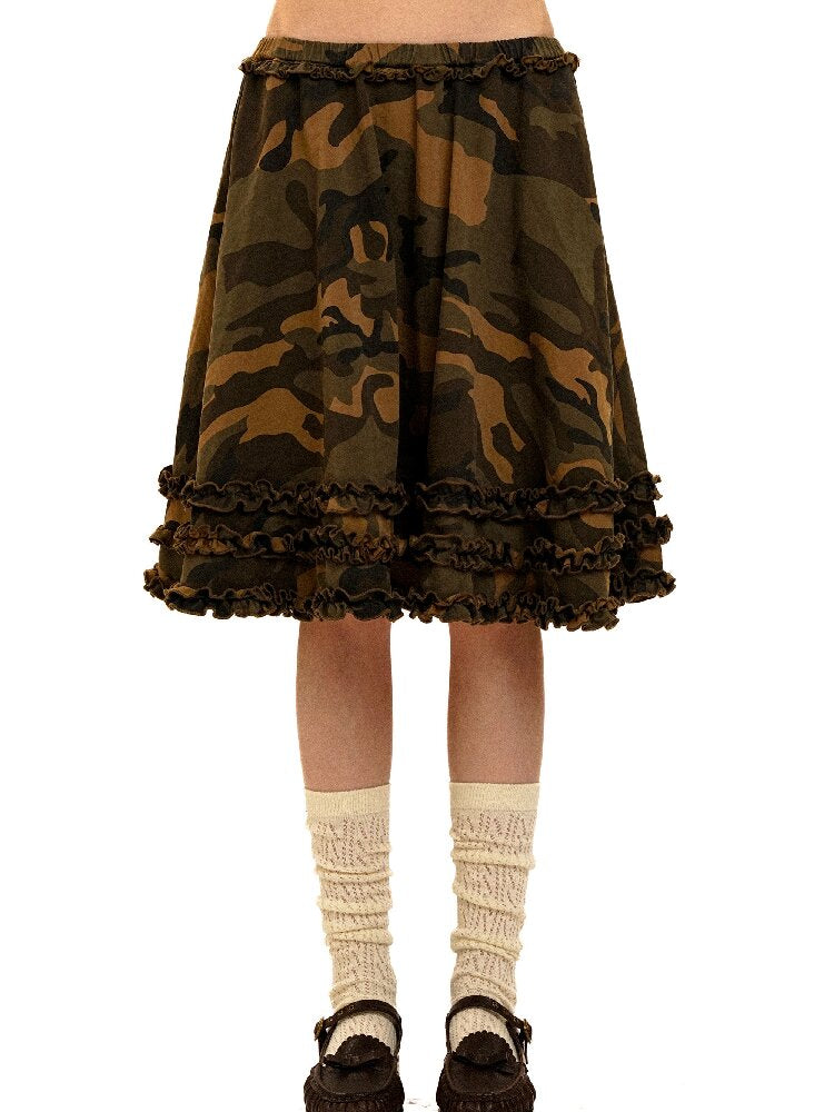 Camo Multi Layer Lace A Line Skirt【s0000017913】