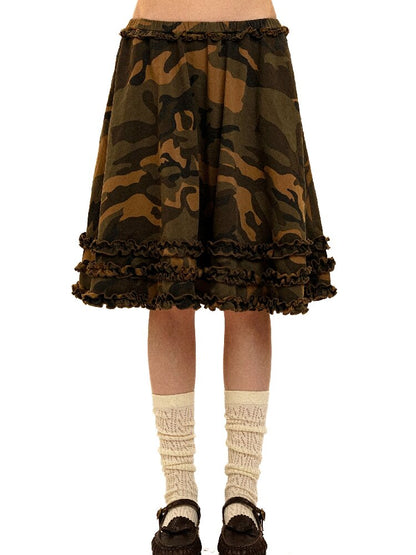 Camo Multi Layer Lace A Line Skirt【s0000017913】