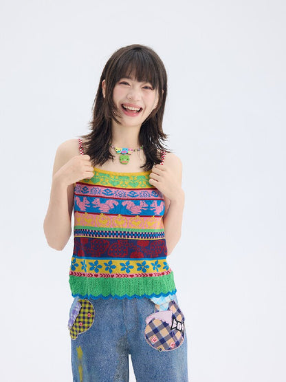 Fair Isle Knitted Suspender Dress【s0000017692】