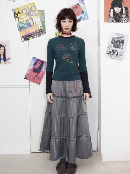 High waist thin a-line skirt【s0000012281】