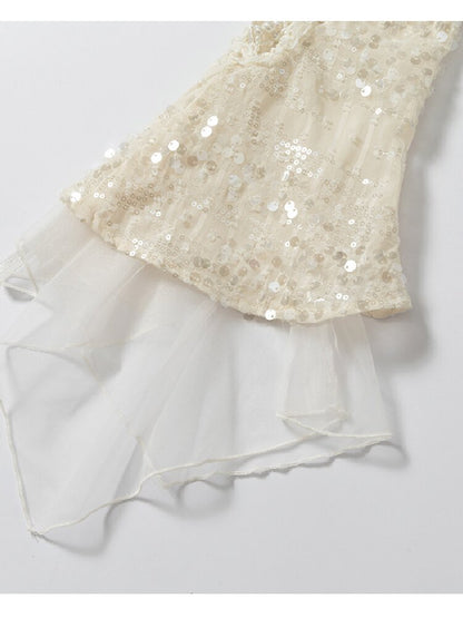 Pearl Chain Sequin Chiffon Cover Up【s0000016991】
