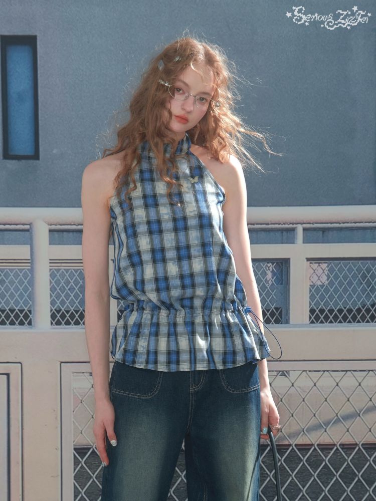 Drawstring Waisted Hanging Neck Vest【s0000013377】