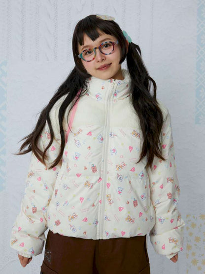 Print Patchwork Warm Down Jacket【s0000015038】